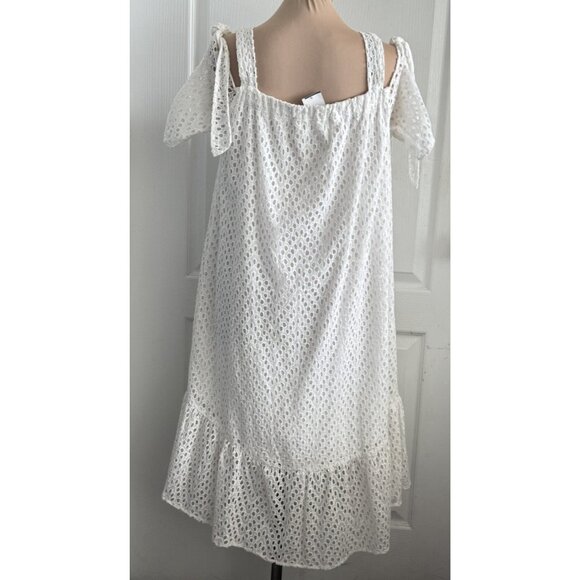 Hagel Eyelet Cold-Shoulder Swing Dress White Sz.10 - Picture 5 of 16